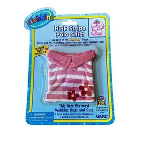 Webkinz Pink Stripe Polo Shirt Dogs Cats NEW KinzStyle Code Accessory Clothes
